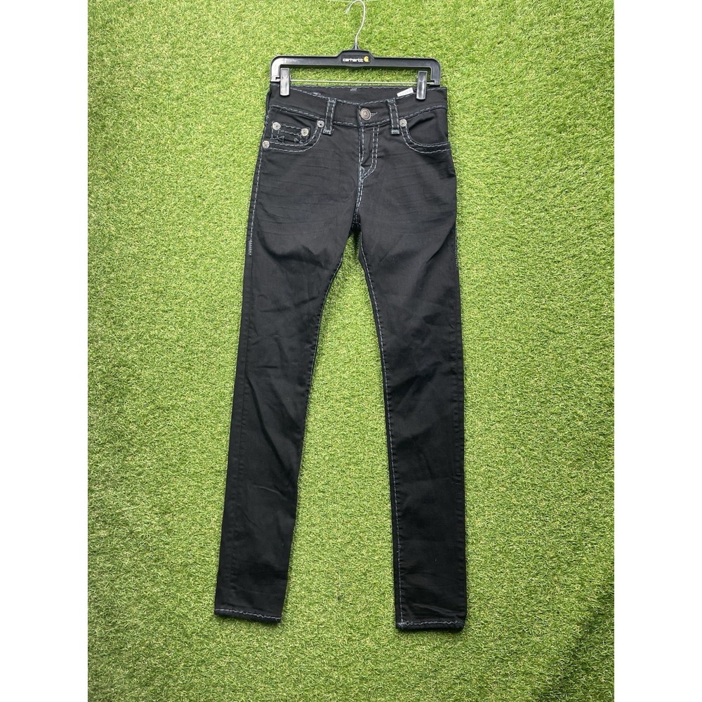 True Religion Rocco Jeans Mens 28 Black Denim World Tour Relaxed Skinny y2k